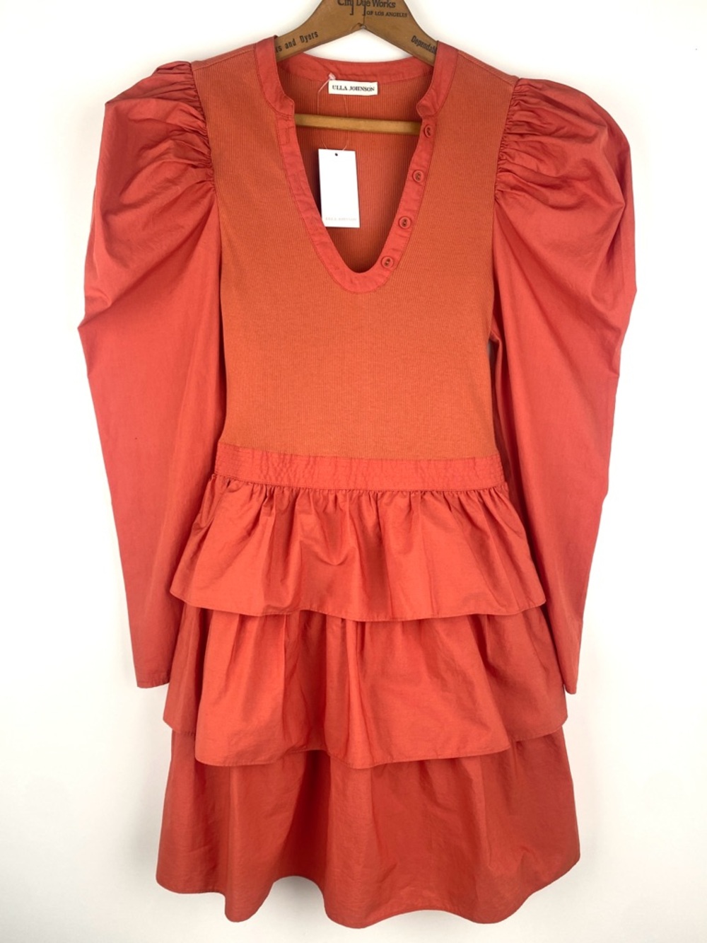 Ulla Johnson Amiri Puffed Sleeve Ruffled Dress, Sz P